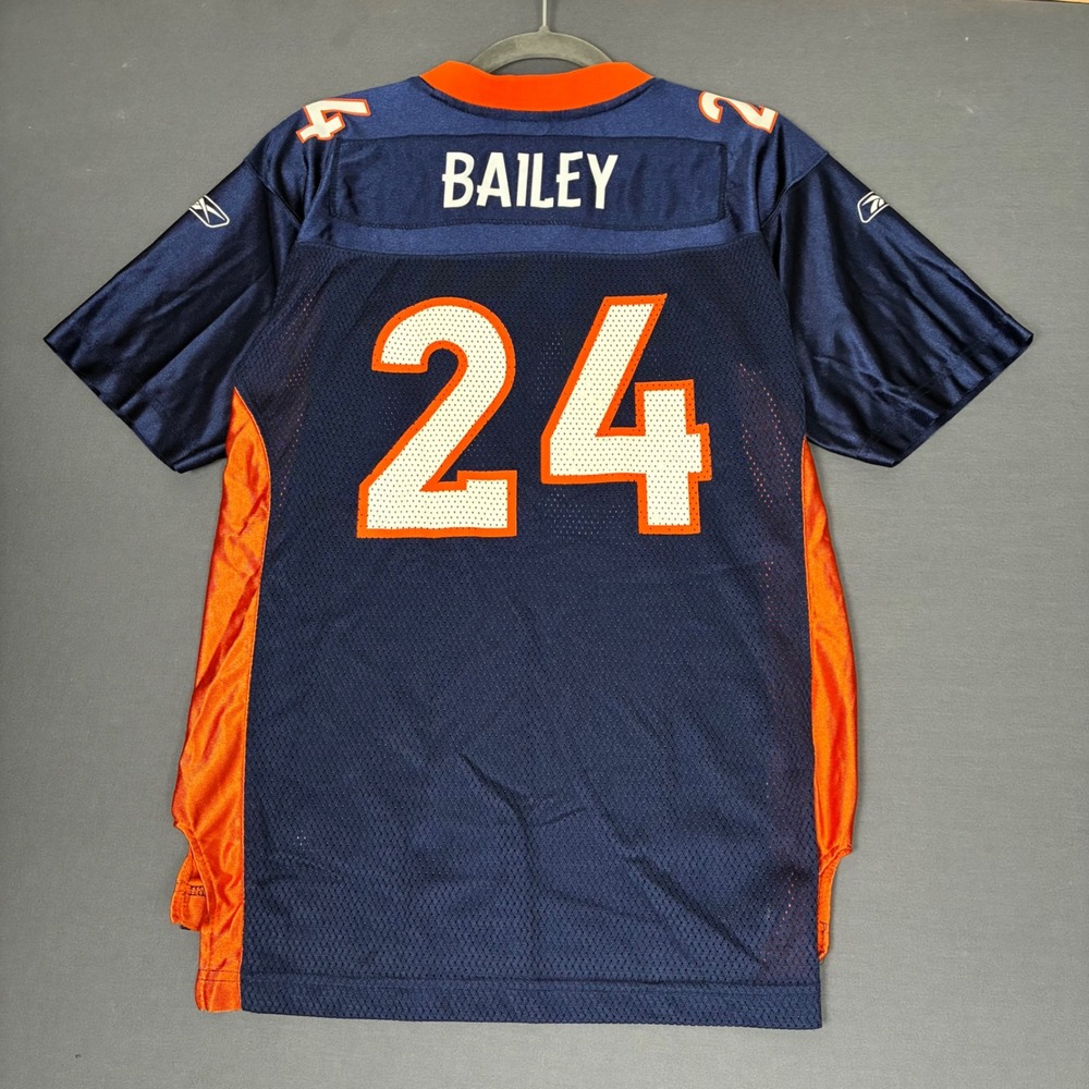 NFL Reebok Broncos Champ Bailey # 24 Youth Navy Blue Jersey Size Large 14-16